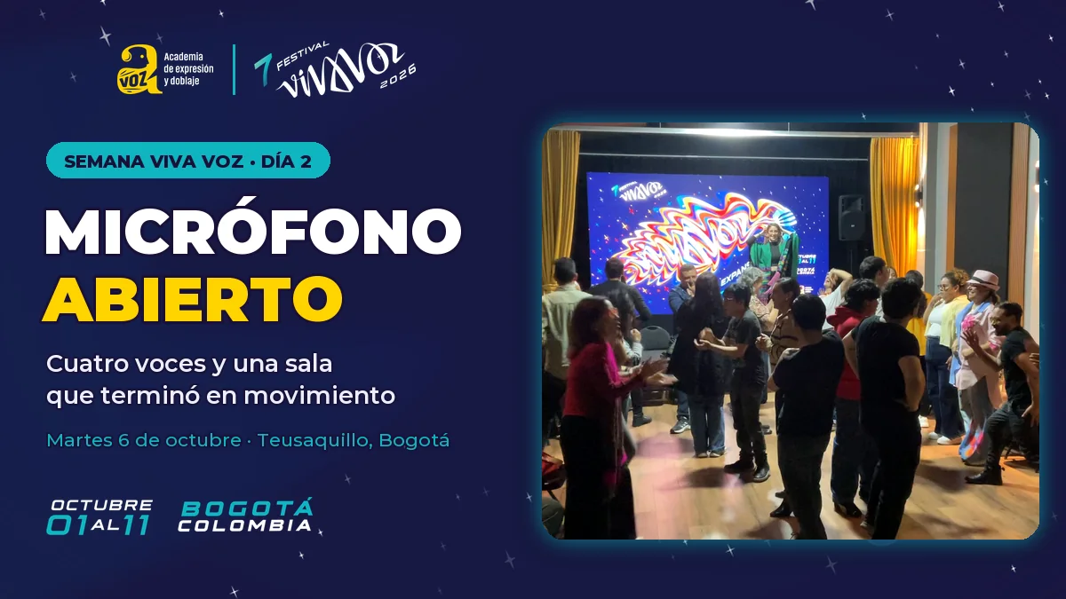 Micrófono Abierto, día 2: comunicar con conciencia, crear historias con la voz y una sala que terminó en movimiento
