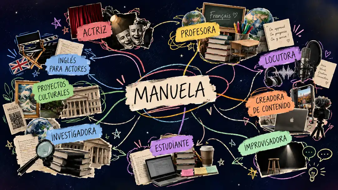 Todo lo que es Manuela: actriz, profesora, locutora, investigadora, creadora de contenido