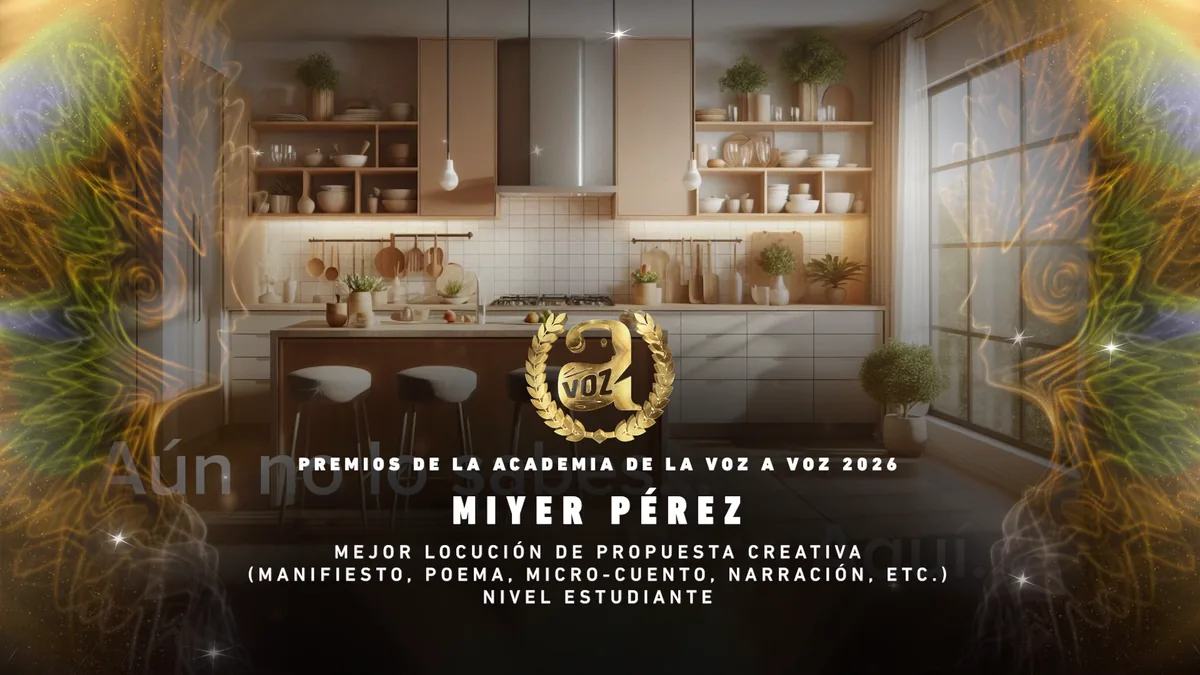 Miyer Pérez · Mejor locución de propuesta creativa (manifiesto, poema, micro-cuento, narración, etc.) · Premios de la Academia de la Voz A Voz 2026