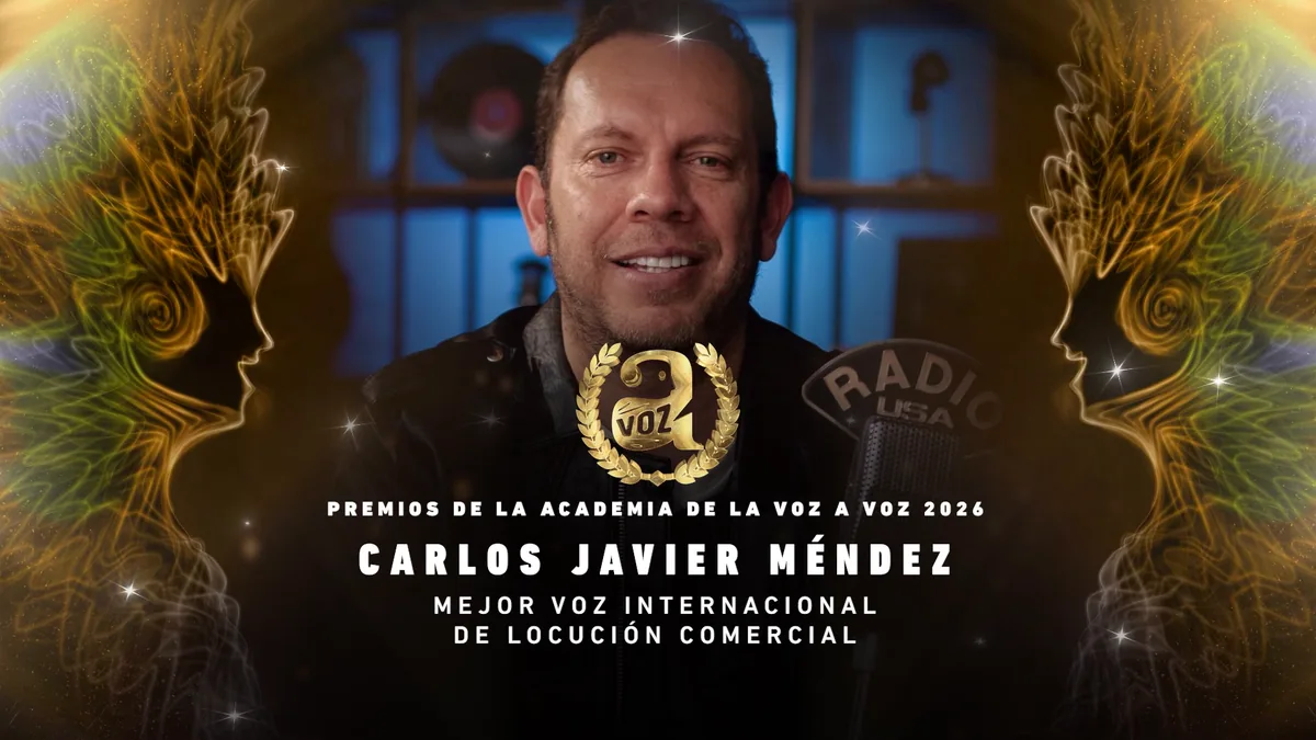 Carlos Javier Méndez · Mejor voz internacional de locución comercial · Premios de la Academia de la Voz A Voz 2026