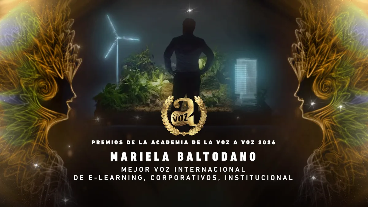 Mariela Baltodano · Mejor voz internacional de e-learning, corporativos, institucional · Premios de la Academia de la Voz A Voz 2026