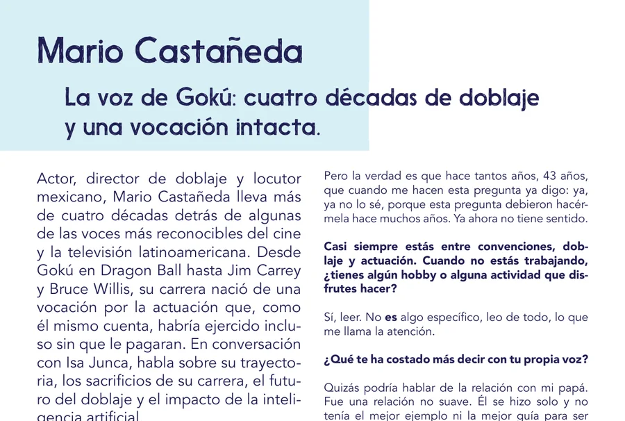 Apertura de la entrevista a Mario Castañeda en la revista Viva Voz 2026