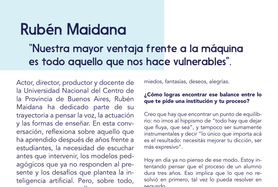 Apertura de la entrevista a Rubén Maidana en la revista Viva Voz 2026