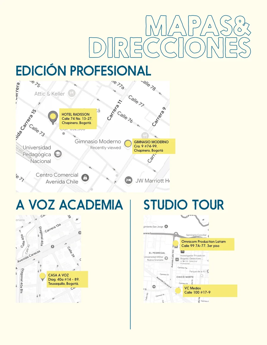 Mapas y direcciones de la edición profesional del festival