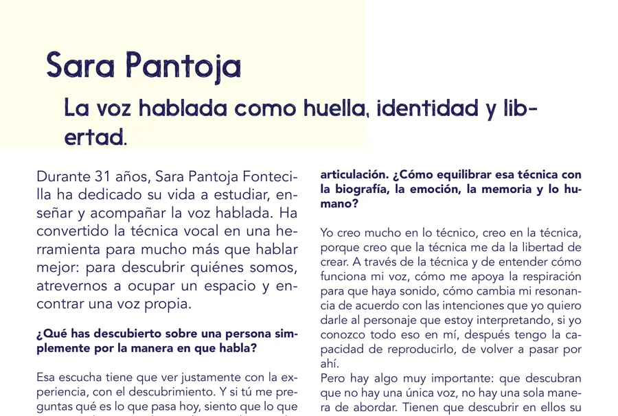 Apertura de la entrevista a Sara Pantoja en la revista Viva Voz 2026