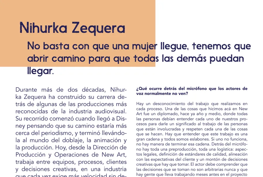 Apertura de la entrevista a Nihurka Zequera en la revista Viva Voz 2026